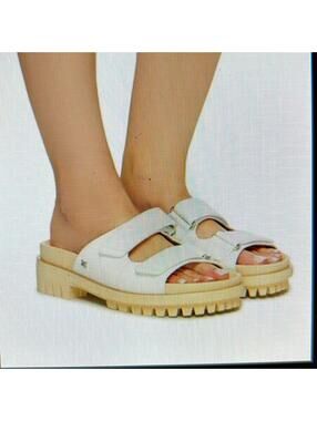 Sam Edelman White Leather “Eliana” Lug Sole Platform Slide | Size 7.5